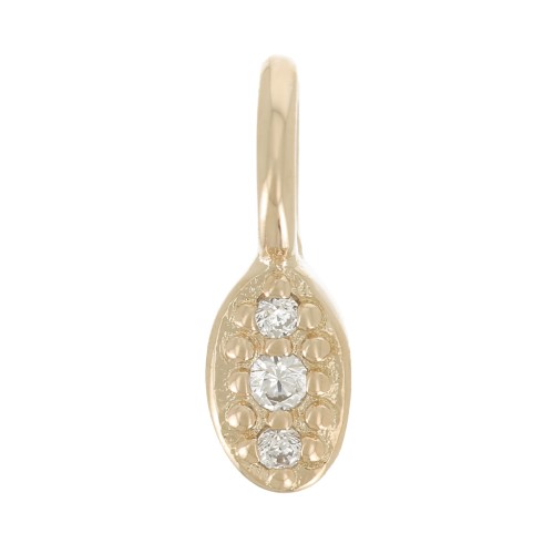 8.5x3mm Mini Oval Charm with zirconium oxide - 3 Micron Gold Plated - Crystal x1
