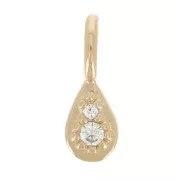 9x3mm Mini charm drop with zirconium oxide - 3 micron gold plated - Crystal x1