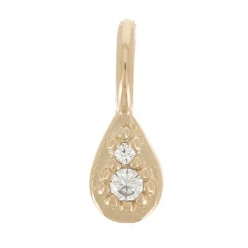 9x3mm Mini charm drop with zirconium oxide - 3 micron gold plated - Crystal x1