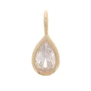 10x4mm Mini charm drop with a zirconium oxide - Gold plated 3 microns - Crystal x1