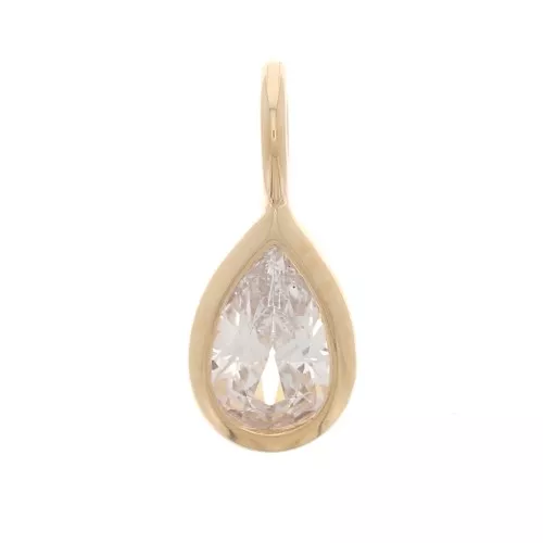 10x4mm Mini charm drop with a zirconium oxide - Gold plated 3 microns - Crystal x1