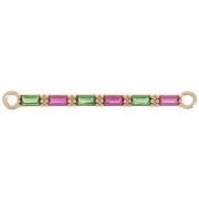 29.5x2mm Multicoloured Rectangle Bar spacer - 3 Micron Gold Plated x1|raw }}