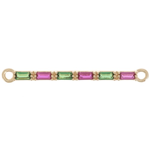 29.5x2mm Multicoloured Rectangle Bar spacer - 3 Micron Gold Plated x1