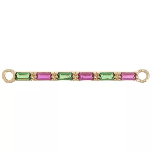29.5x2mm Multicoloured Rectangle Bar spacer - 3 Micron Gold Plated x1