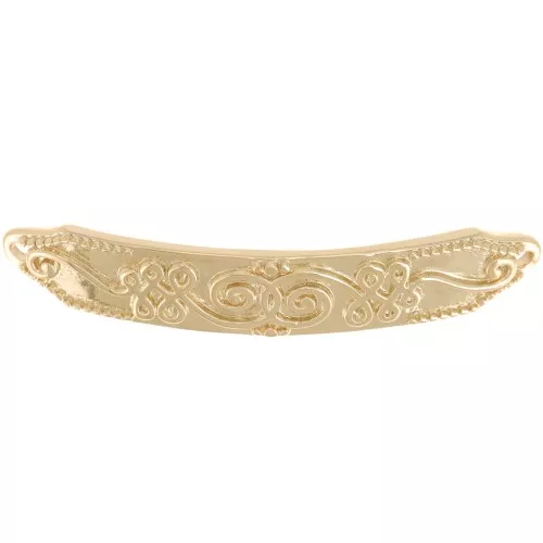 37x7.5mm Curved Rectangle spacer - Ornamental Pattern - 3 Microns Gold Plated x1