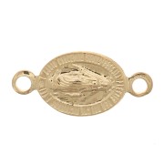 11.5x5mm Virgin pattern oval spacer - 3 micron gold plated x1|raw }}