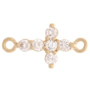 14x7.5mm Cross Spacer with zirconium oxide - 3 Micron Gold Plated - Crystal x1|raw }}