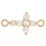 14x7.5mm Cross Spacer with zirconium oxide - 3 Micron Gold Plated - Crystal x1