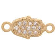 16x7mm Hamsa hand spacer with zirconium oxide - 3 micron gold plated - Crystal x1|raw }}