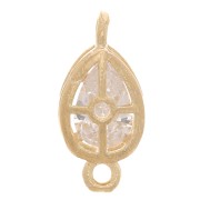 12x6mm Drop Spacer with zirconium oxide - 3 Micron Gold Plated - Crystal x1