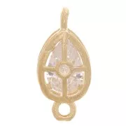 12x6mm Drop Spacer with zirconium oxide - 3 Micron Gold Plated - Crystal x1