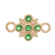 11x7mm Cross Spacer with zirconium oxide - 3 Micron Gold Plated - green x1