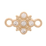 11x7mm Cross Spacer with zirconium oxide - 3 Micron Gold Plated - Crystal x1