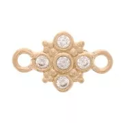 11x7mm Cross Spacer with zirconium oxide - 3 Micron Gold Plated - Crystal x1