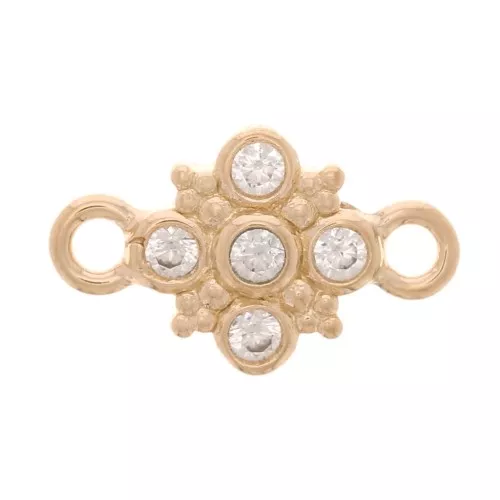 11x7mm Cross Spacer with zirconium oxide - 3 Micron Gold Plated - Crystal x1