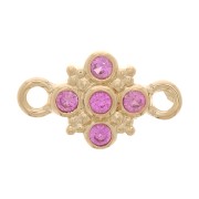 11x7mm Cross Spacer with zirconium oxide - 3 Micron Gold Plated - Fuchsia x1|raw }}