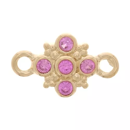 11x7mm Cross Spacer with zirconium oxide - 3 Micron Gold Plated - Fuchsia x1