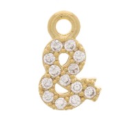 8mm symbol charm with zirconium oxide - & - Gold plated - Crystal x1