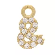 8mm symbol charm with zirconium oxide - & - Gold plated - Crystal x1
