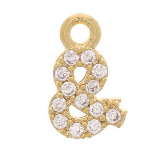 8mm symbol charm with zirconium oxide - & - Gold plated - Crystal x1