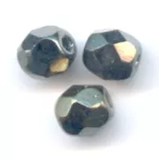 Fire Polished faceted round beads 3mm Jet Brown Iris x50