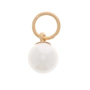 5mm Round mini charm imitation pearl - Gold filled - White pearl x1