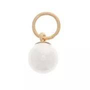 5mm Round mini charm imitation pearl - Gold filled - White pearl x1