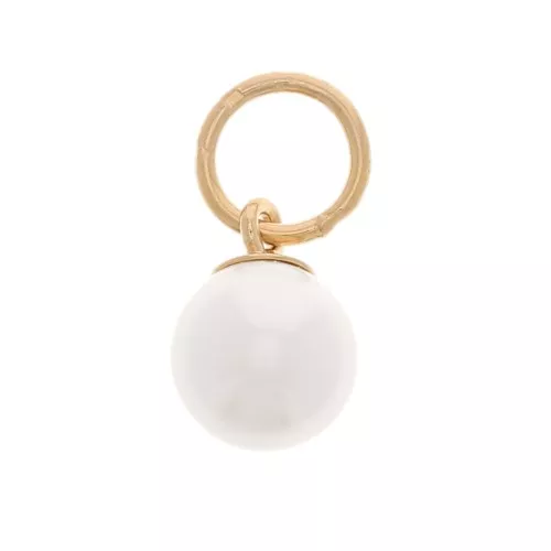 5mm Round mini charm imitation pearl - Gold filled - White pearl x1