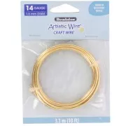 Artistic Wire Brass Wire 1.6 mm - Untreated, Anti-Tarnish Coated x 3.1 m