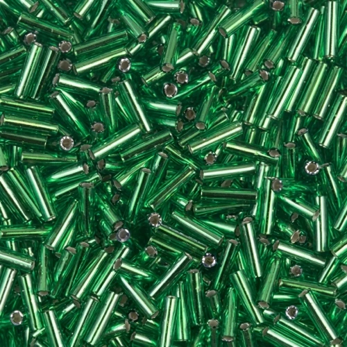 6mm Miyuki Bugles BGL-016 - Green Silver lined x10g