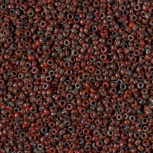 Miyuki Seed Beads 15/0 4513 - Opaque Red Picasso x8g