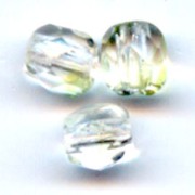 Fire Polished faceted round beads 3mm Crystal/Light Olivine x50|raw }}