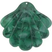 43x45mm Acetate Shell Pendant - Dark Green Pearl x1