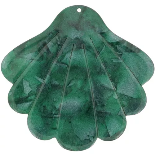 43x45mm Acetate Shell Pendant - Dark Green Pearl x1