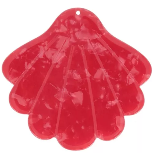 43x45mm Acetate Shell Pendant - Red Pearl x1