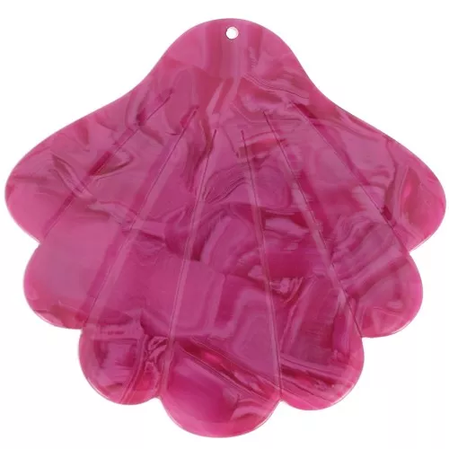 43x45mm Acetate Shell Pendant - Marbled raspberry x1