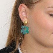 30x29mm Acetate Flower Pendant - Green x1