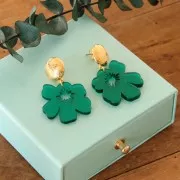 30x29mm Acetate Flower Pendant - Green x1