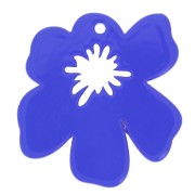 30x29mm Acetate Flower Pendant - Dark Blue x1