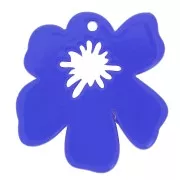 30x29mm Acetate Flower Pendant - Dark Blue x1