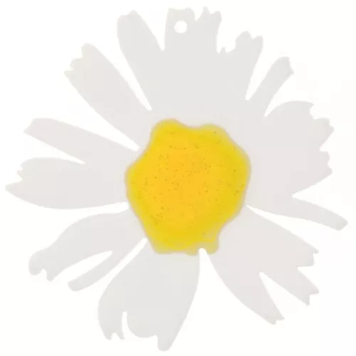 44x43mm Acetate Daisy Pendant - White - Yellow Glitter x1