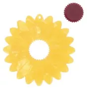 37mm Acetate Sunflower Pendant - Pearly Yellow - Brown x1