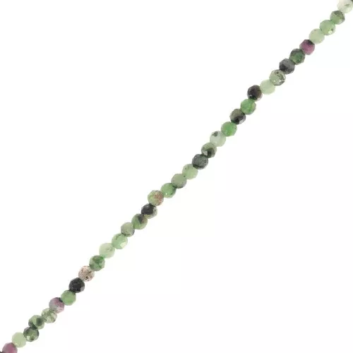Round faceted beads 2 mm gemstone - Ruby Zoisite x32cm