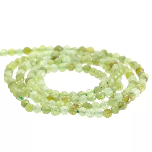 2mm Round faceted gemstone beads - Green Garnet x39cm