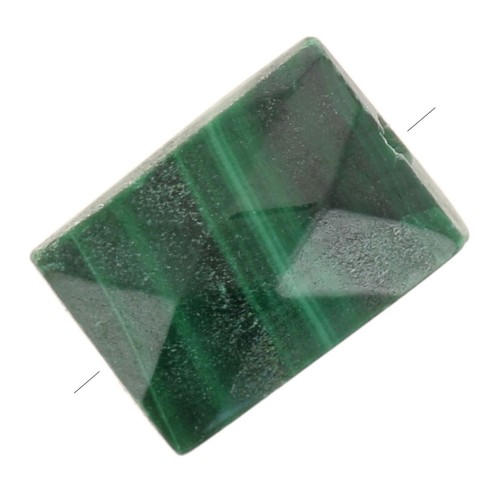 7x5mm Rectangle faceted gemstone bead - Malachite x1