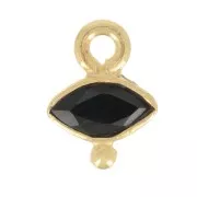9x7mm 925 St. Silver eye Charm faceted & small ball - Gold - Black Onyx x1