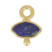 9x7mm 925 St. Silver eye Charm faceted & small ball - Gold - Lapis lazuli x1