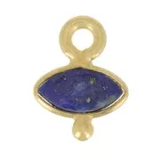 9x7mm 925 St. Silver eye Charm faceted & small ball - Gold - Lapis lazuli x1