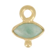 9x7mm 925 St. Silver eye Charm faceted & small ball - Gold - Amazonite x1