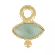 9x7mm 925 St. Silver eye Charm faceted & small ball - Gold - Amazonite x1